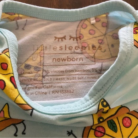 Little Sleepies Blue Pizza Print Kids Pajamas - Picture 6 of 6